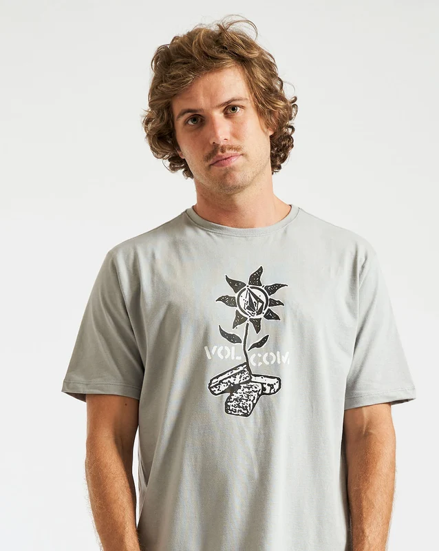 Camiseta Volcom Regular Stone Plant Cinza P / Cinza