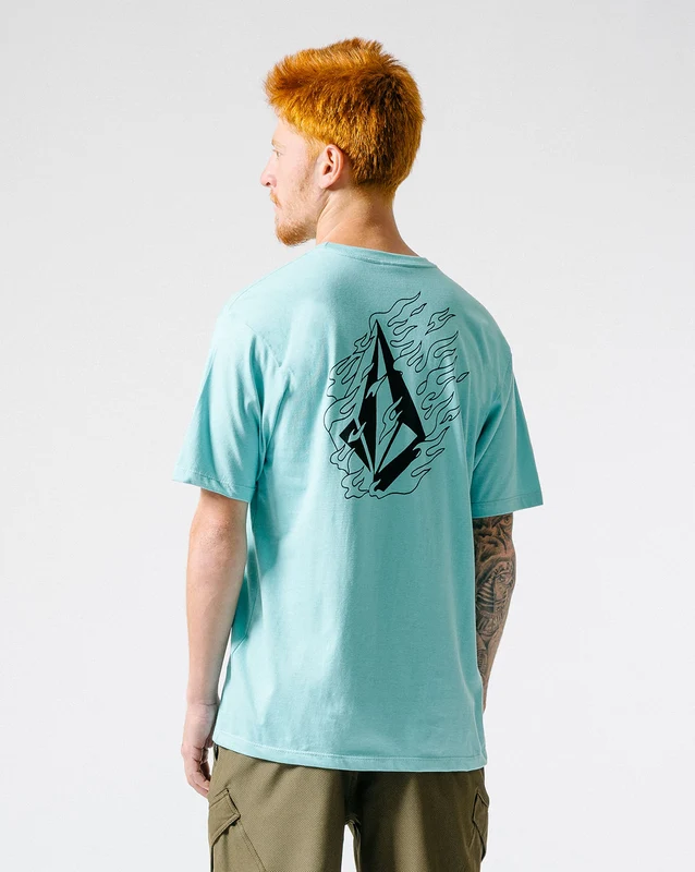 Camiseta Volcom Regular Fire Fight Azul GG / AZUL CLARO