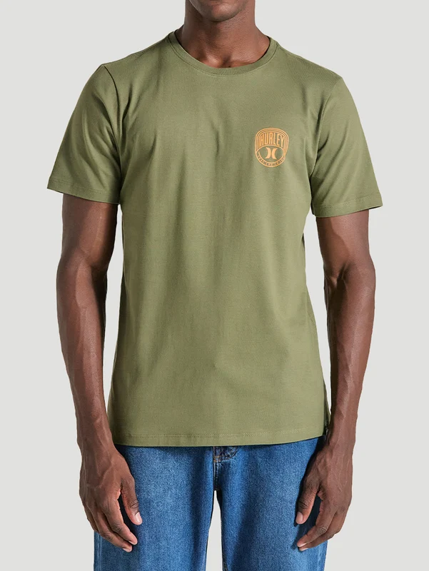 Camiseta Básica Verde Militar Hurley Escudo G / VERDE