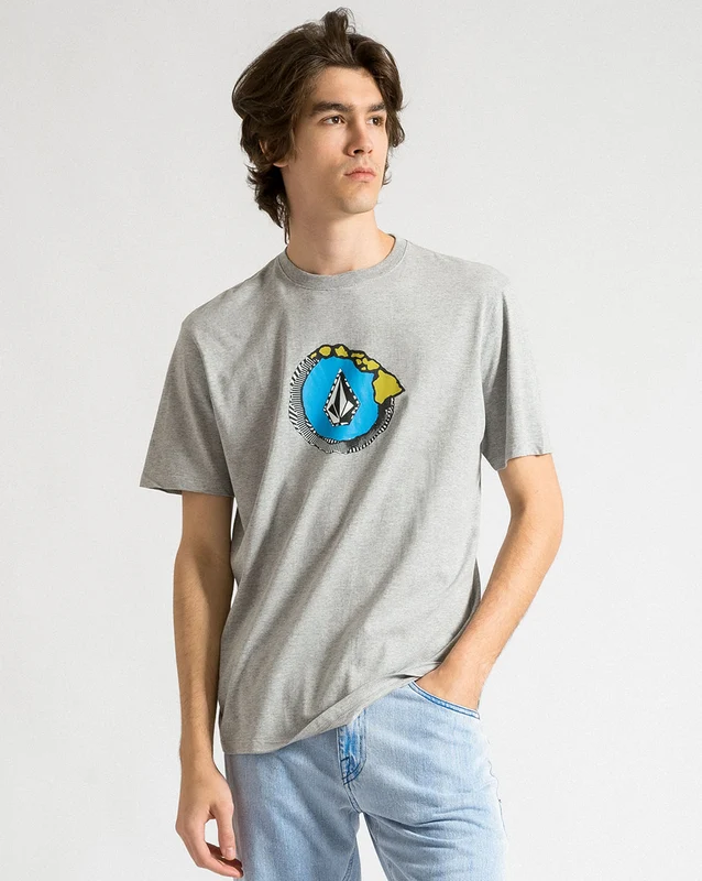 Camiseta Volcom Regular Looper Cinza G / MESCLA CINZA