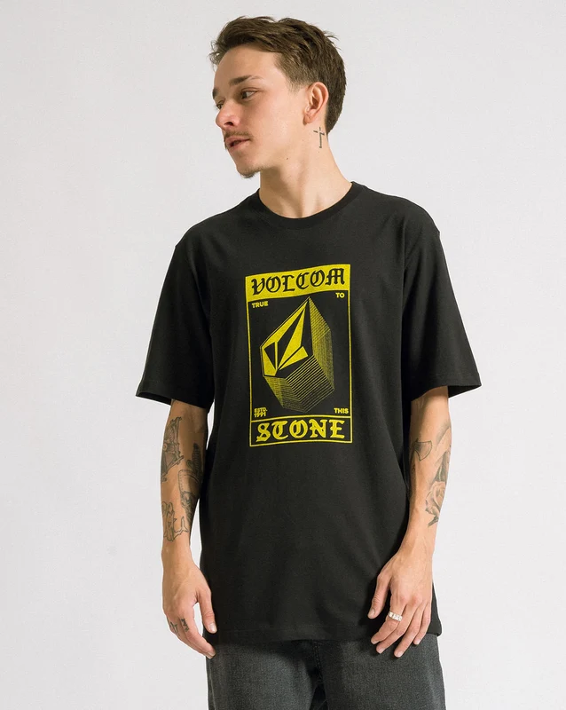 Camiseta Volcom Regular Explicit Stone Preta GG / PRETO
