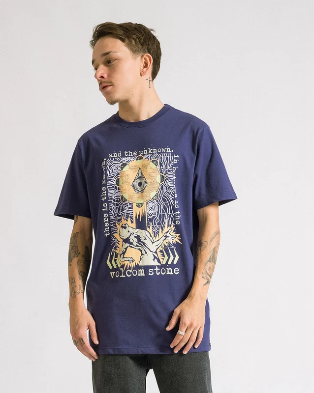 Camiseta Volcom Slim Apparition Azul GG / AZUL ESCURO
