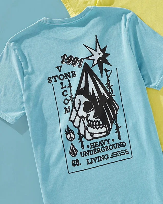 Camiseta Volcom Regular Heavy Living Azul GG / Azul
