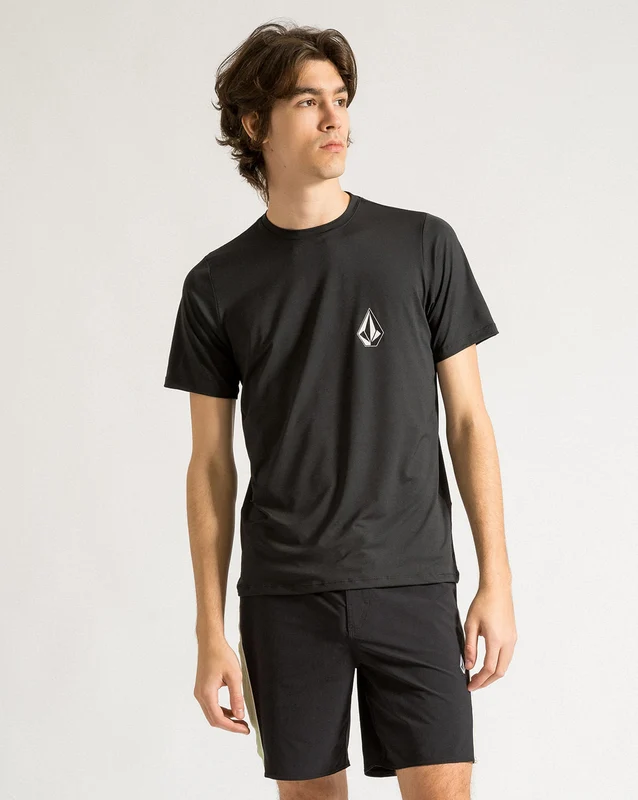 Lycra Volcom Manga Curta Iconic Stone Preta M / Preto