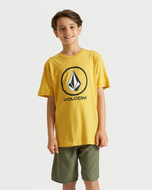 Camiseta Volcom Regular Crisp Stone Juvenil Amarela 12 / AMARELO