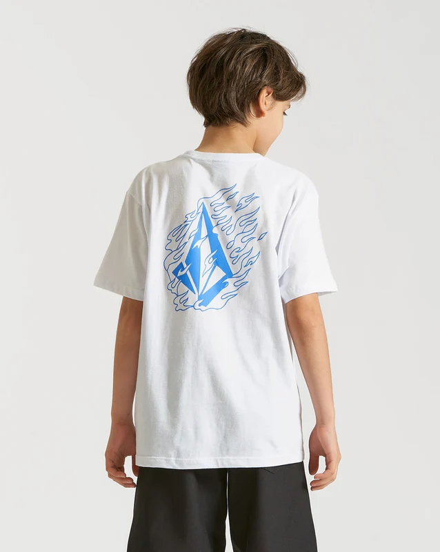 Camiseta Volcom Regular Fire Fight Juvenil Branca 14 / BRANCO