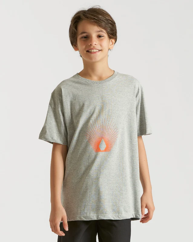 Camiseta Volcom Regular Blister Juvenil Cinza 10 / MESCLA CINZA