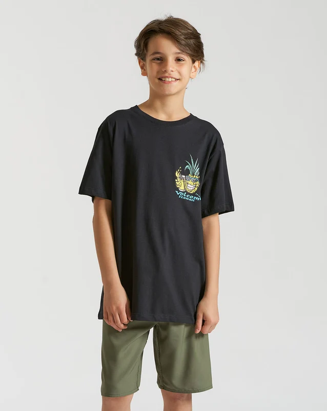 Camiseta Volcom Regular Pickled Juvenil Preta 12 / PRETO