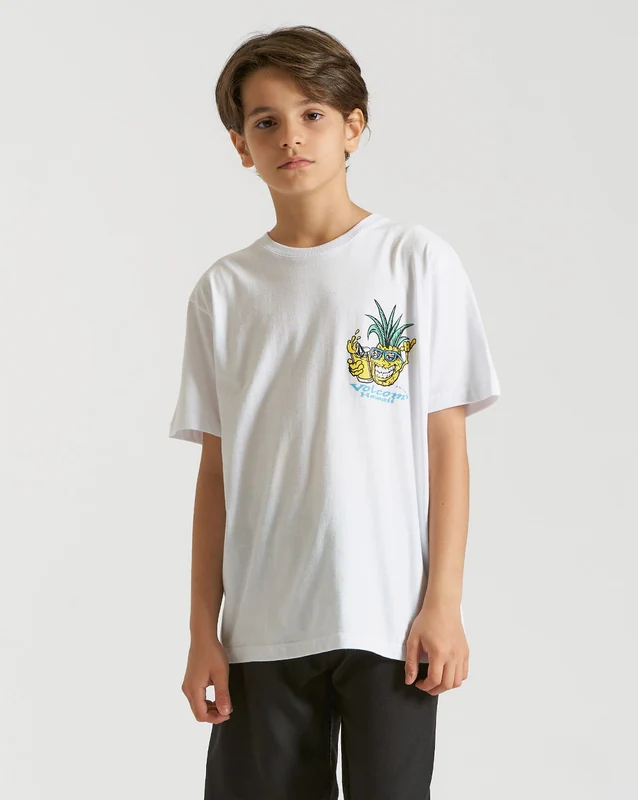 Camiseta Volcom Regular Pickled Juvenil Branca 8 / BRANCO