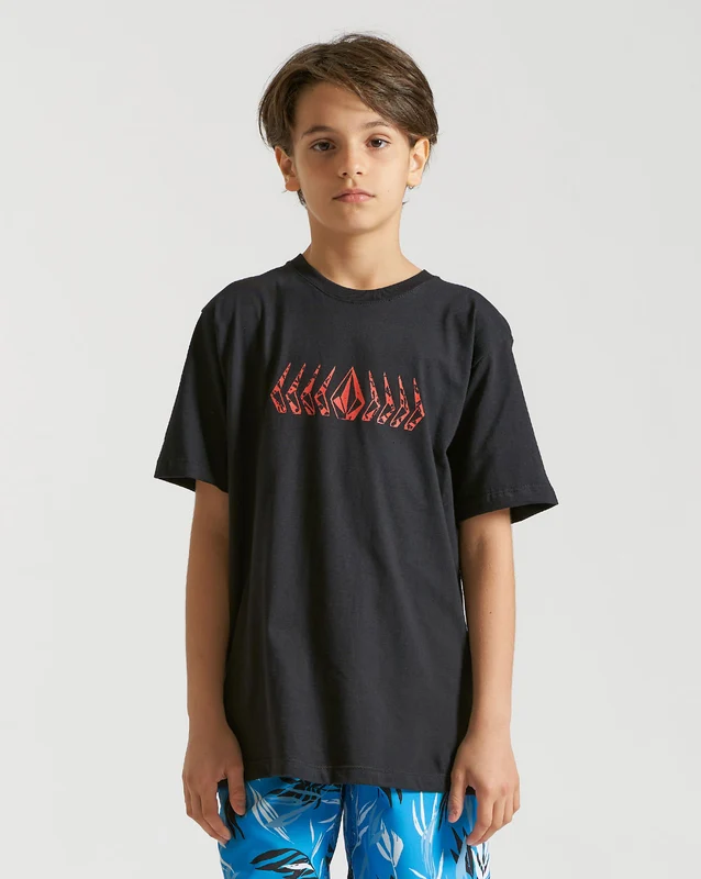 Camiseta Volcom Regular Phaset Juvenil Preta 10 / PRETO