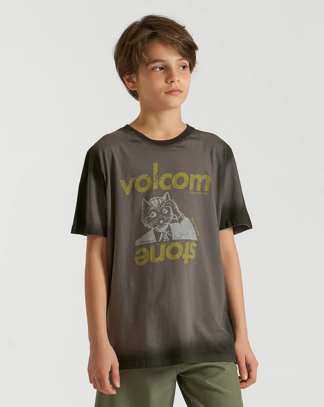 Camiseta Volcom Regular Stonepur Juvenil Cinza 10 / Cinza