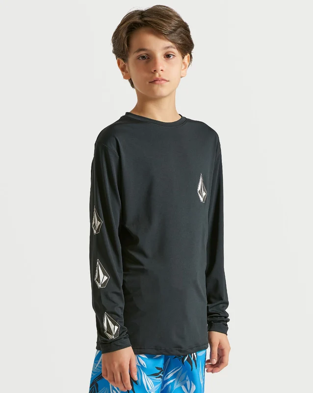 Lycra Volcom Manga Longa Iconic Stone Juvenil Preta 8 / Preto