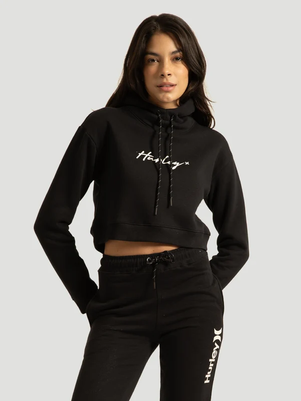 Moletom Cropped Hurley Line Preto GG / Preto