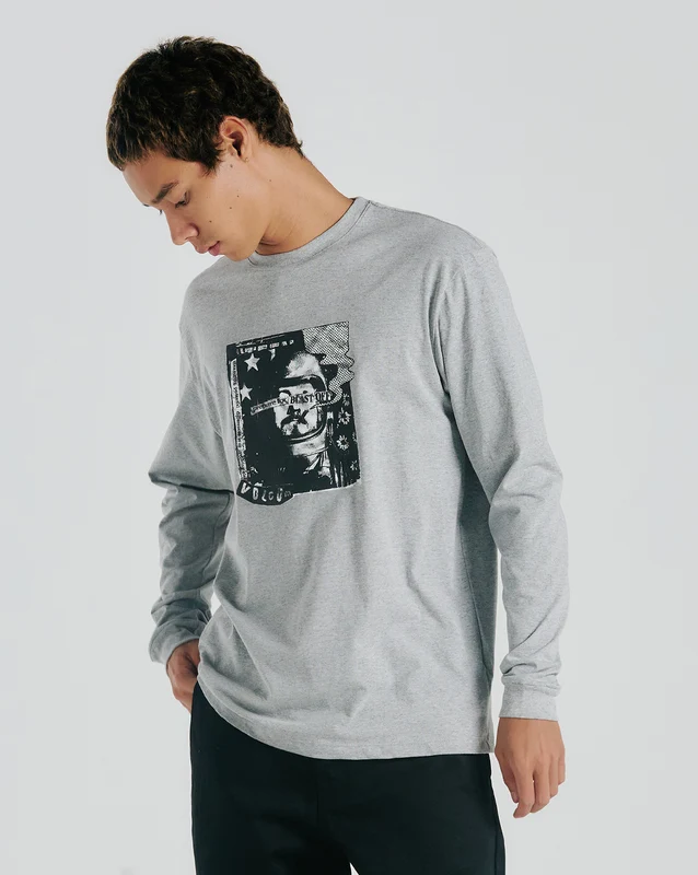 Camiseta Volcom Manga Longa Blast Cinza P / Cinza
