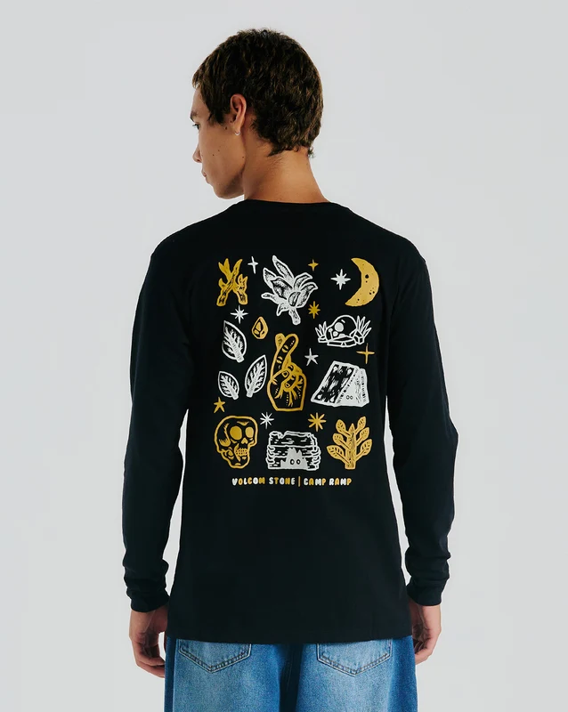 Camiseta Volcom Manga Longa V Ent Camp Ramp Preta GG / Preto