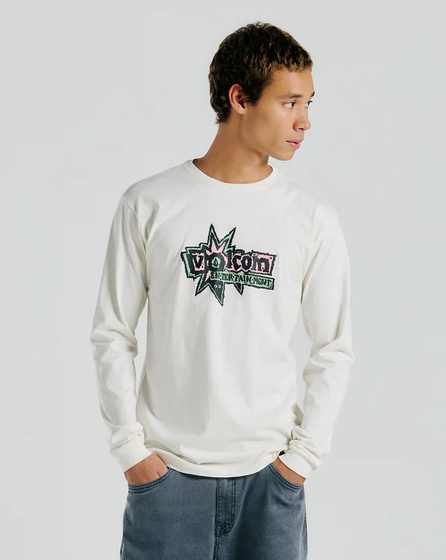 Camiseta Volcom Manga Longa V Ent Off White GG / Off White