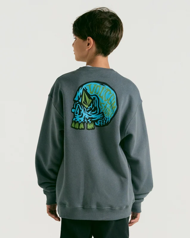 Moletom Volcom Careca Eye Colades Juvenil Grafite 12 / Cinza