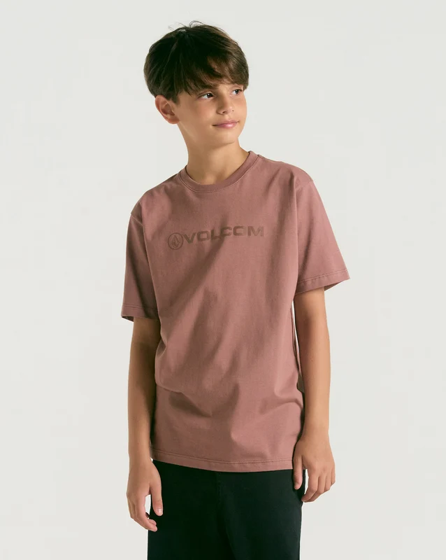 Camiseta Volcom Regular New Style Juvenil Bordô 08 / Vermelho