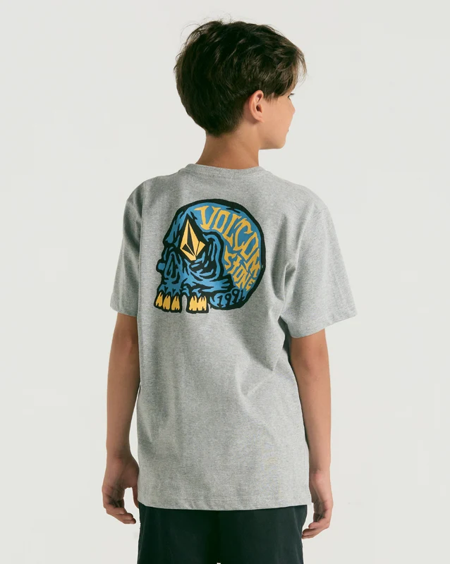 Camiseta Volcom Regular Eye Colades Juvenil Cinza 10 / Cinza