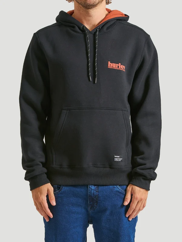 Moletom Canguru Preto Hurley Puff G / Preto