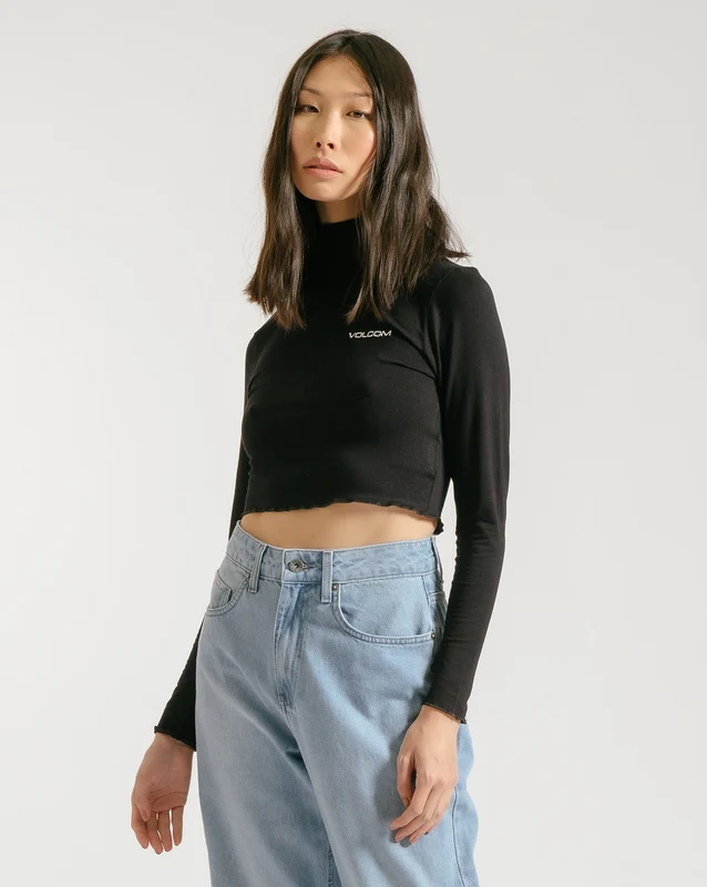 Blusa Volcom Mock Neck Preta G / Preto