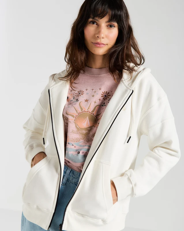 Moletom Volcom Canguru Single Stone Off White P / Off White