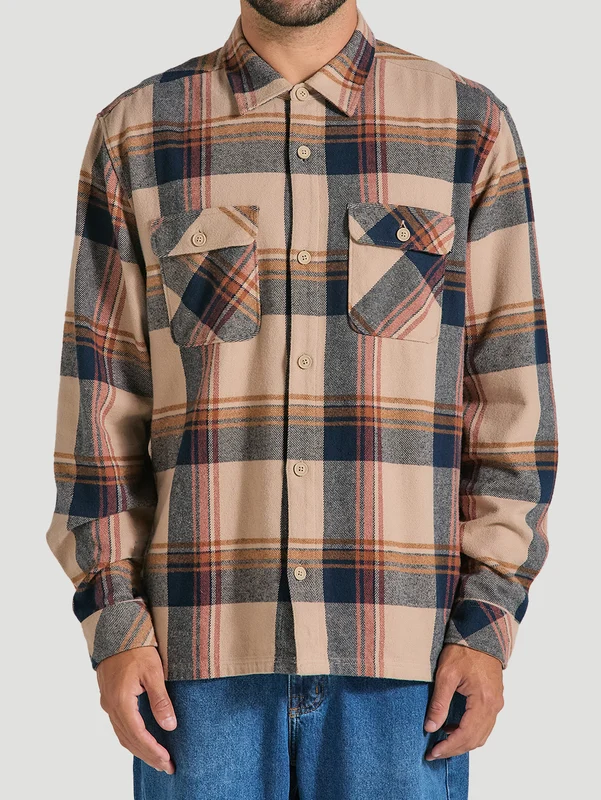 Camisa Flanela Xadrez Manga Longa Areia Hurley Santa Cruz Shoreline M / BEGE