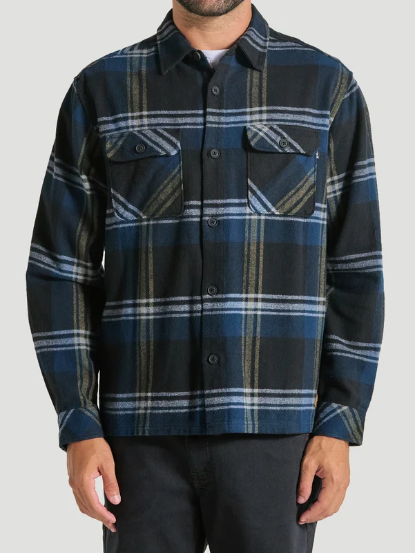 Camisa Flanela Xadrez Manga Longa Preta Hurley Santa Cruz Shoreline P / PRETO