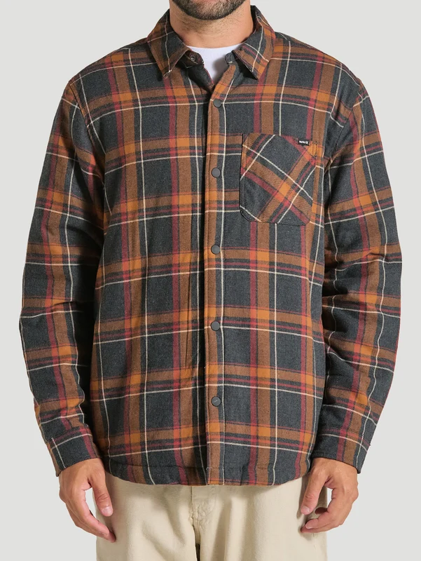 Camisa Flanela Xadrez Forrada Em Sherpa Manga Longa Preta Hurley Lined P / PRETO