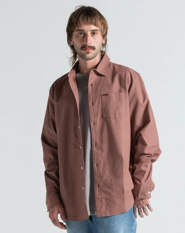 Camisa Volcom Veeco Oxford Nutmeg G / Rosa