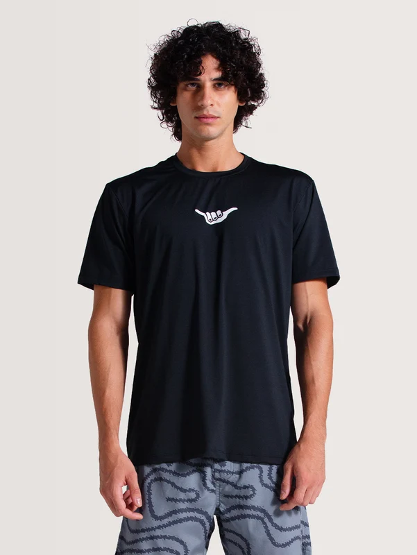 Camiseta Surf Manga Curta Preta Hang Loose Speed P / PRETO