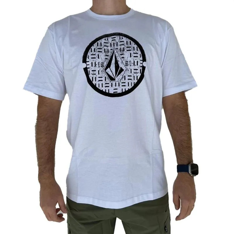 Camiseta Volcom Circle Texture SM25 Masculina Branco G / branco