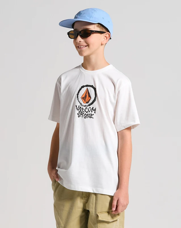 Camiseta Volcom Inked Juvenil Off White 08 / Off White