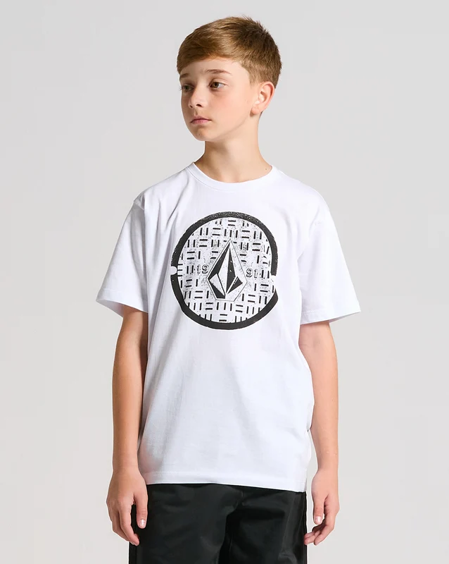 Camiseta Volcom Circle Texture Juvenil Branca 10 / Branco