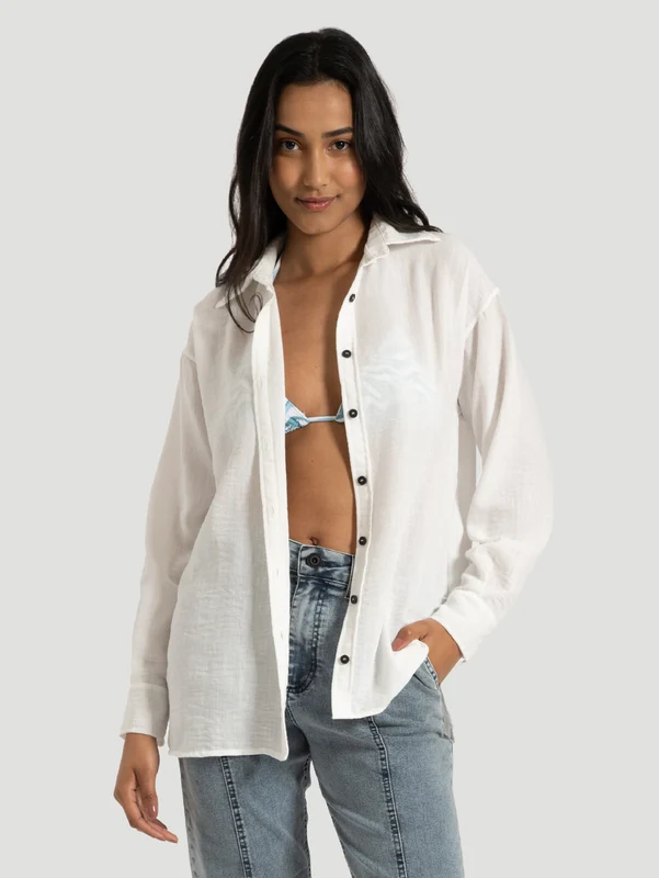 Camisa Manga Longa Hurley Haiti Off White GG / Off White