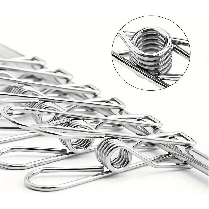 Kit 40 Prendedores Roupas Clips Inox Para Varal E Alimentos