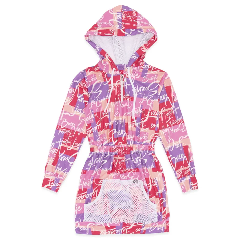 Vestido Manga Longa Capuz com Zíper Estampado Menina Anjo - Feminino 16 / Menina / Lilás