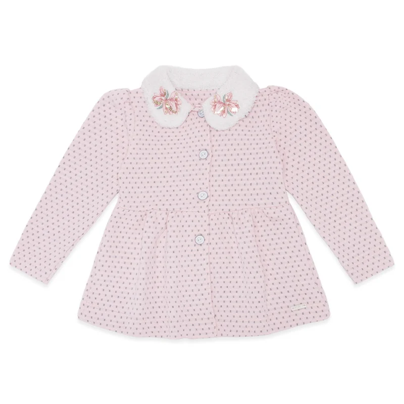 Casaco Gola Bordada com Botões Rosa Kiki Xodó - Feminino 10 / Menina