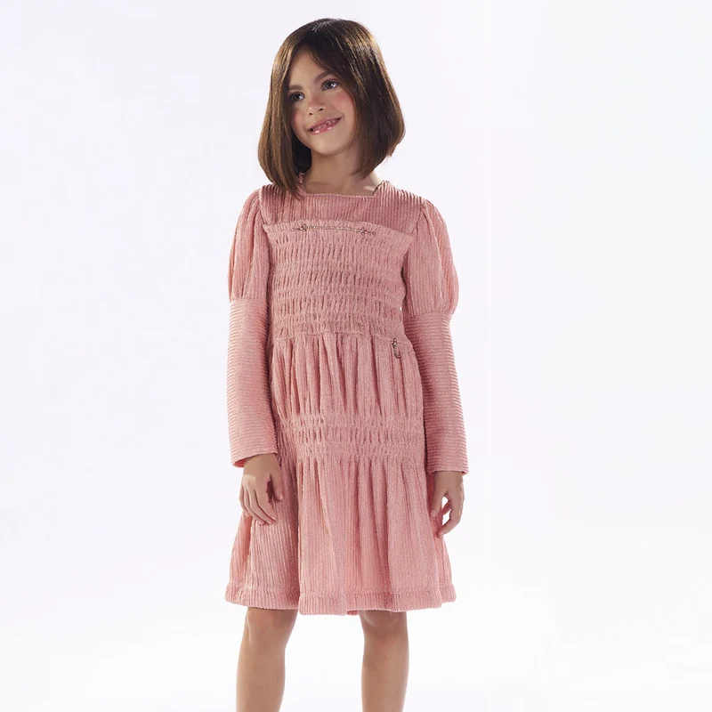 Vestido Manga Longa Strass Kiki Xodó - Feminino 08 / Menina / Off White