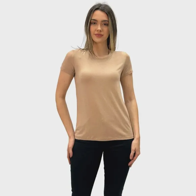 Blusa Malwee Manga Curta Botonê Feminina