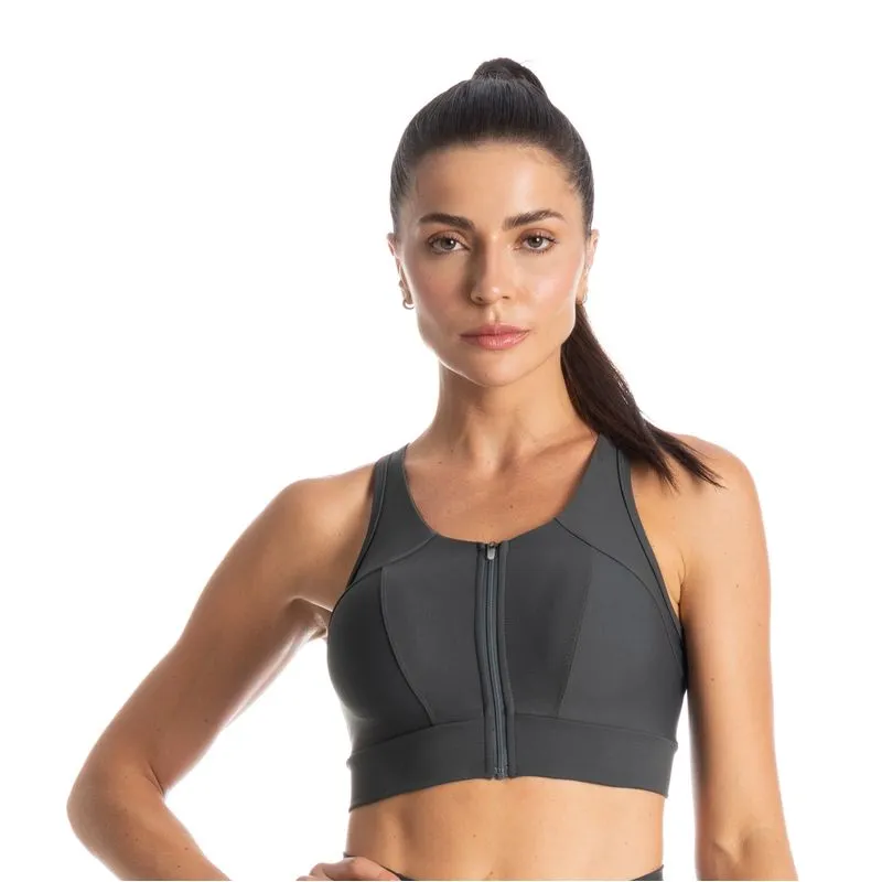 Top Nadador Com Ziper Energy Vivame Cinza/XG