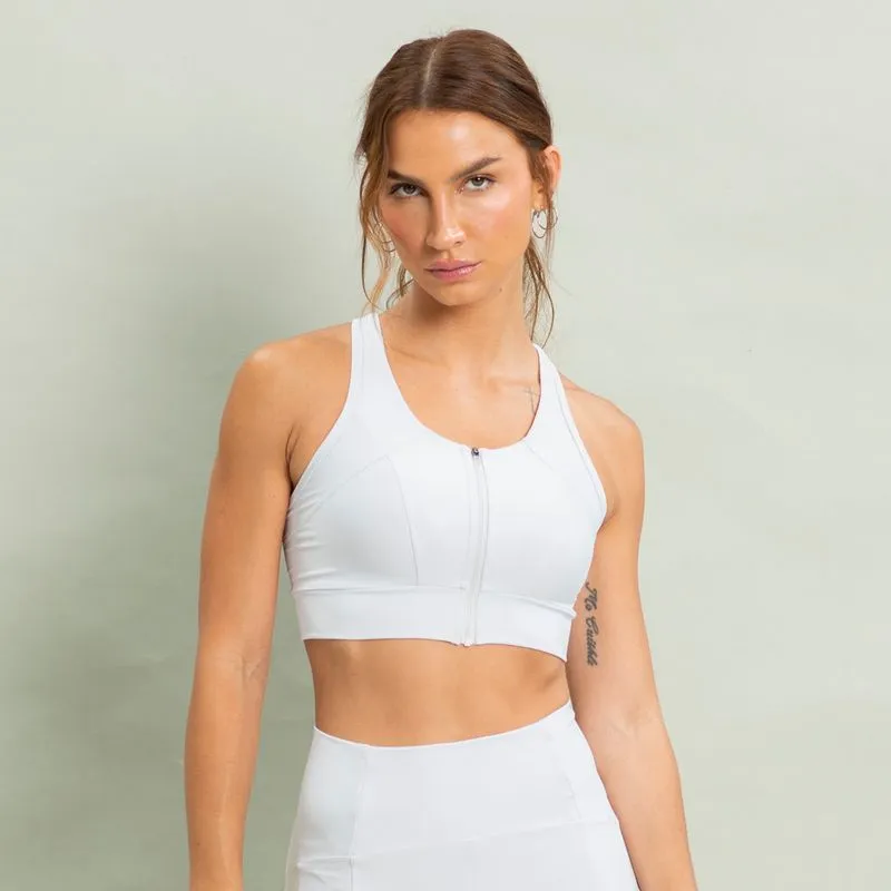 Top Nadador Com Ziper Energy Vivame Branco/M