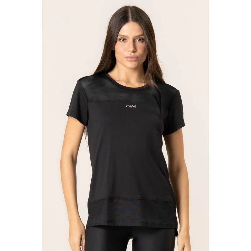 Camiseta Com Tela Pulse Vivame Preto/XG