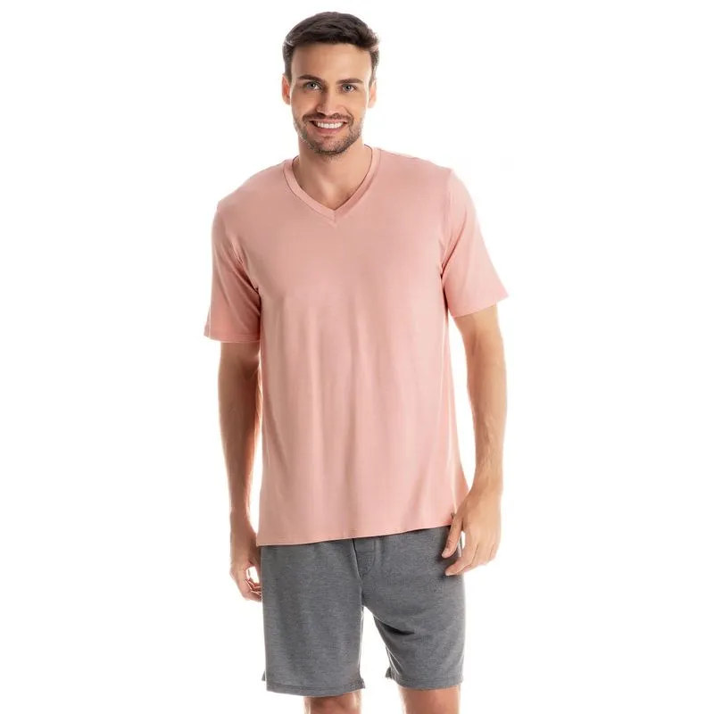 Pijama Masculino Curto Romeu Rosa-3/G