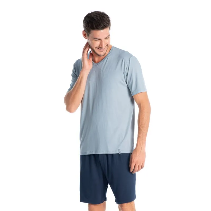 Pijama Masculino Curto Romeu Azul Marinho/M