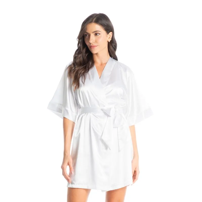 Robe Feminino Curto Em Cetim Violeta Branco/M