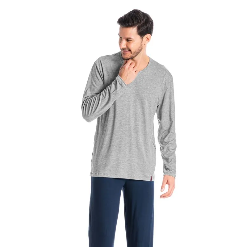 Pijama Masculino Longo Romeu Cinza/M