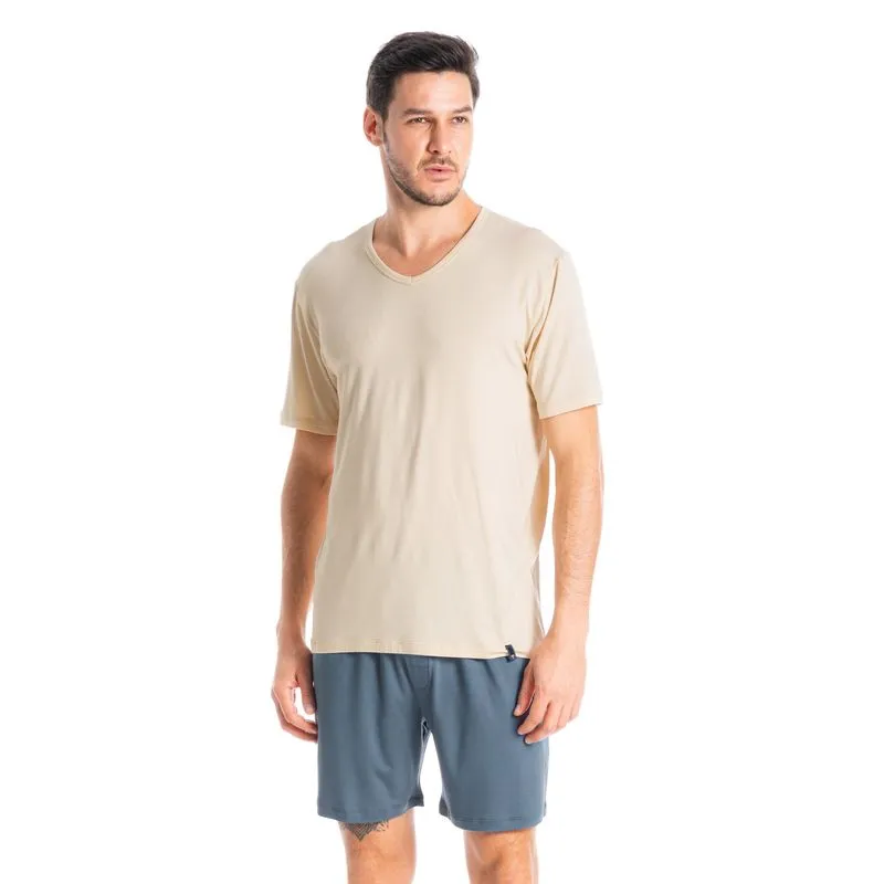 Pijama Masculino Curto Romeu Azul-2/XG