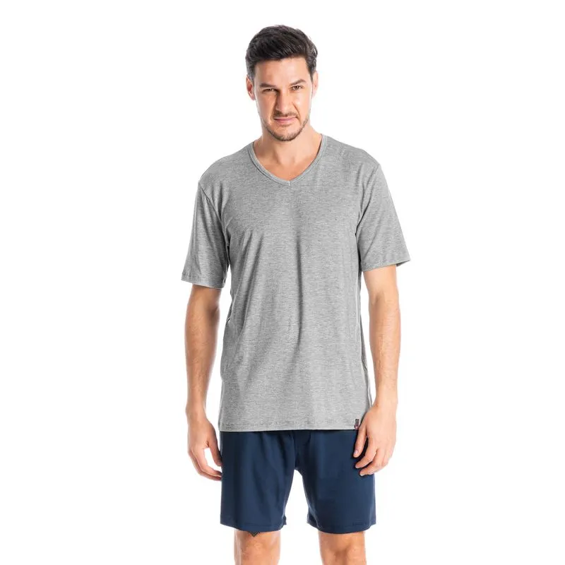 Pijama Masculino Curto Romeu Cinza-W006/P