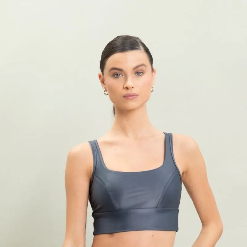 Top Feminino Square Shimmer Vivame Cinza/G